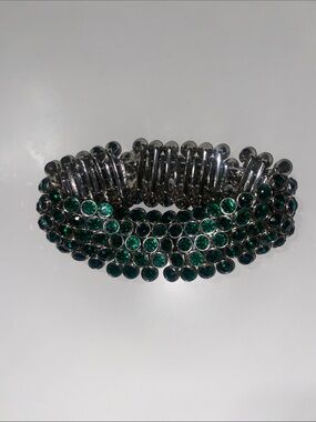 Large Green Crystal Stretch Bracelet - Women Jewelry